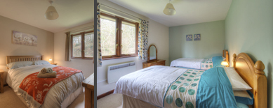 one double and one twin bedroom at waldon valley self catering lodge in devon